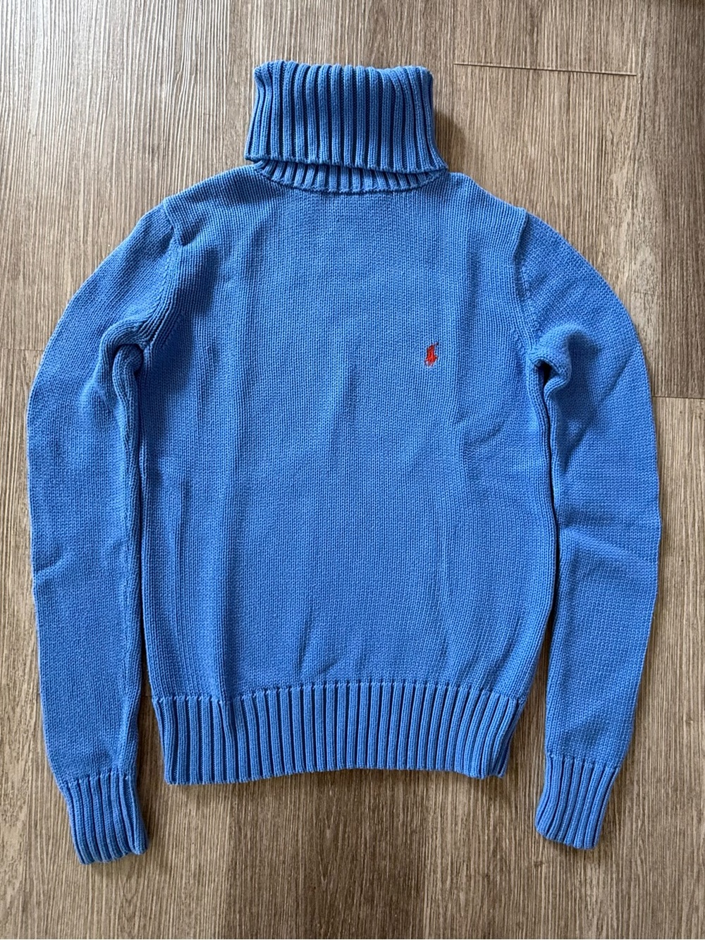 Vintage Ralph Lauren Sport Blue Cotton Turtleneck Sweater S